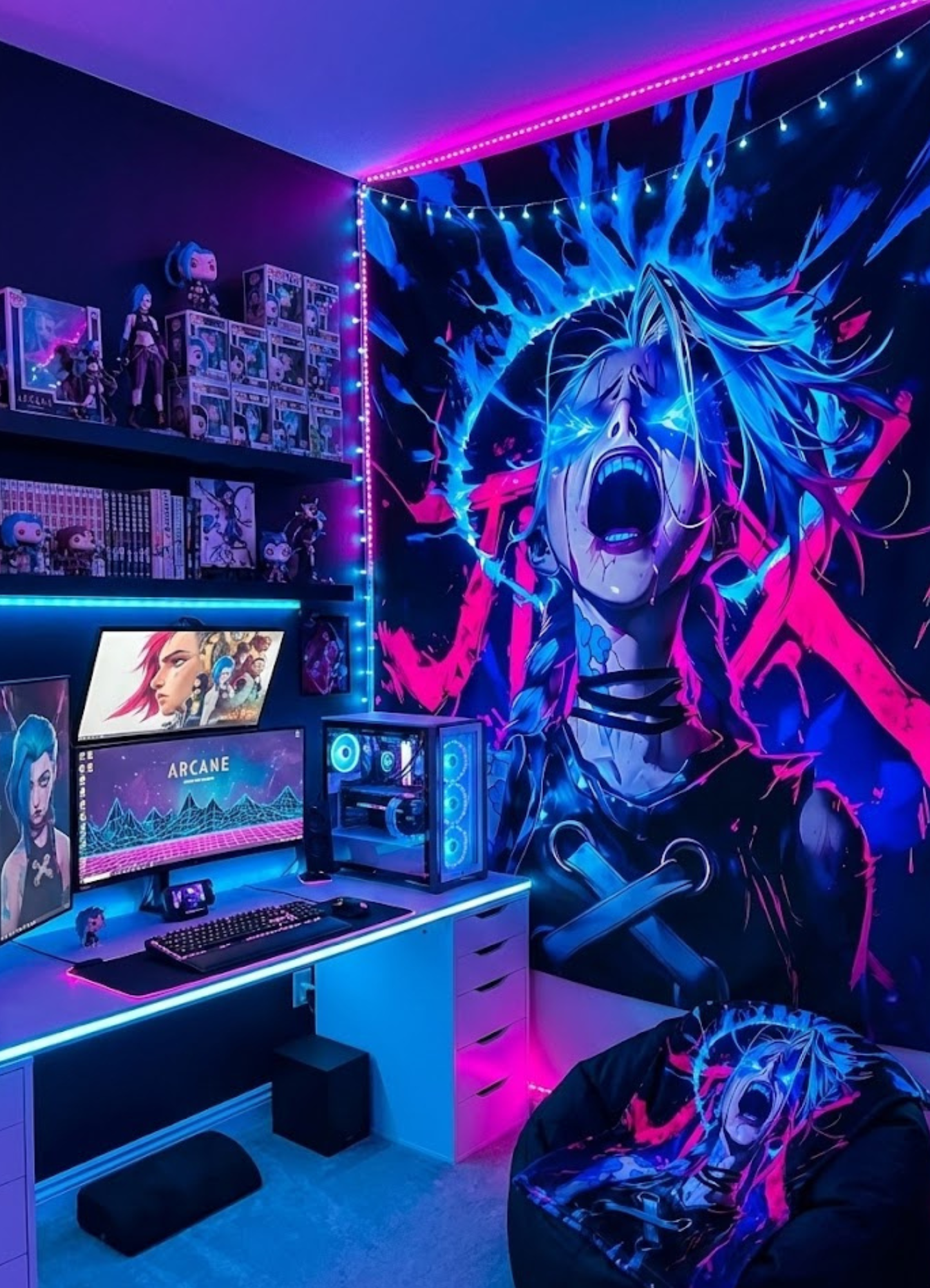 Jinx | Arcane anime Tapestry for Home Bedroom Living Room (Multicolor ...