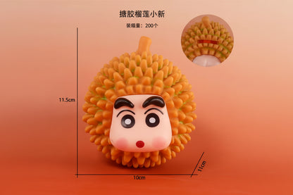 Cute Shinchan Durian Fruit Style Head Funny Face Pose Cartoon Figure 10cm