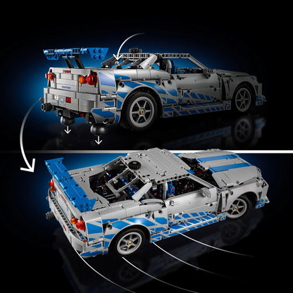 LEGO Technic 2 Fast 2 Furious Nissan Skyline GT-R (R34) Car Model Kit 42210 Building Blocks