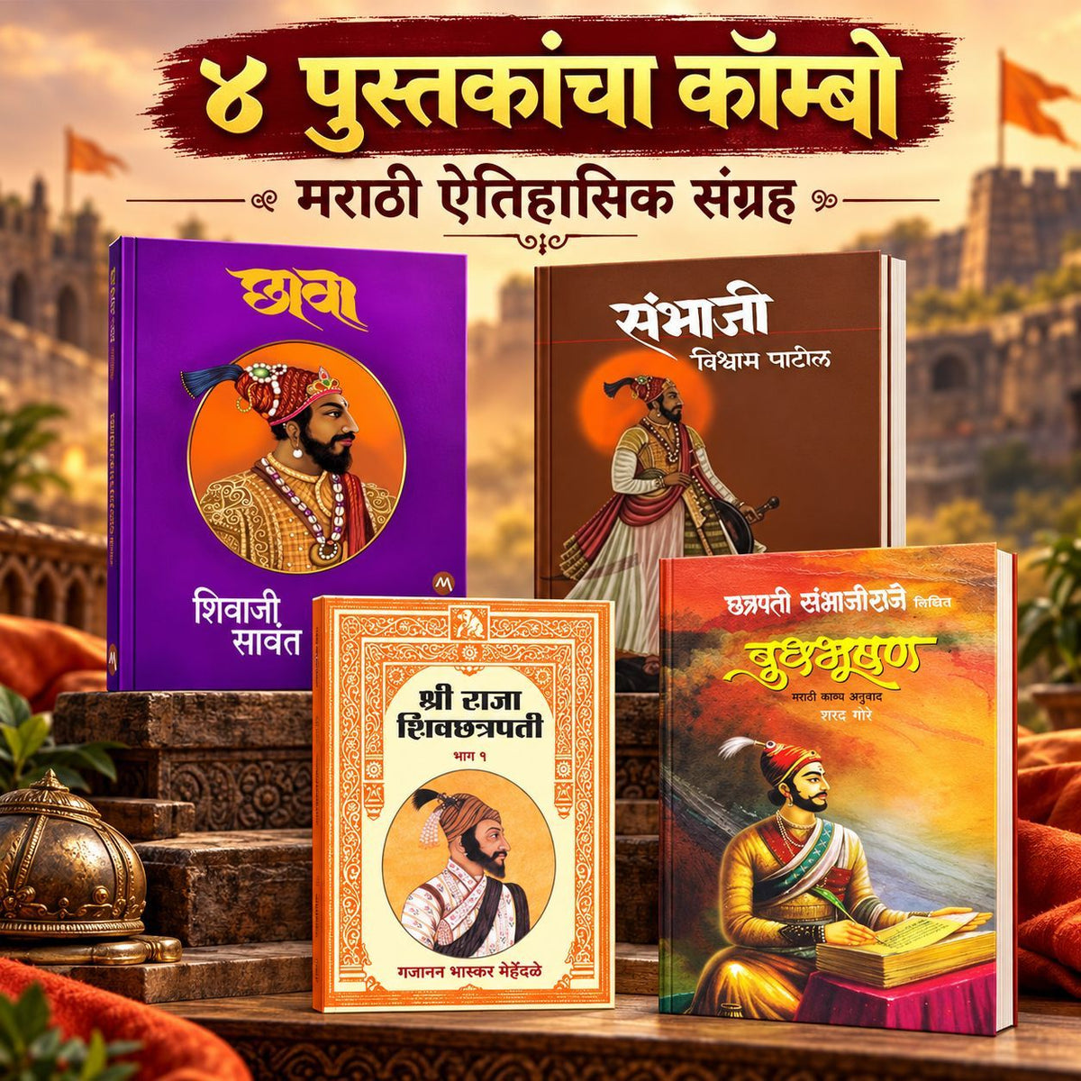 Marathi Historical Books Combo of 4 (Paperback)