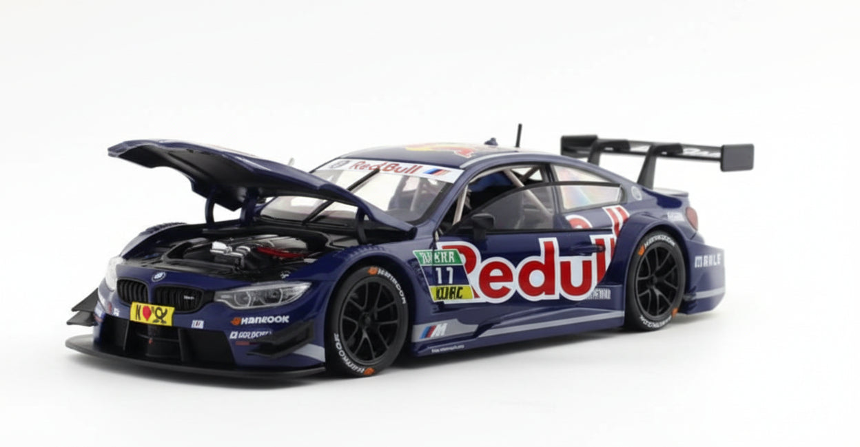 BMW M4 DTM Car Redbull Diecast Model Car, 1:24 Scale Collectible Toy, Blue