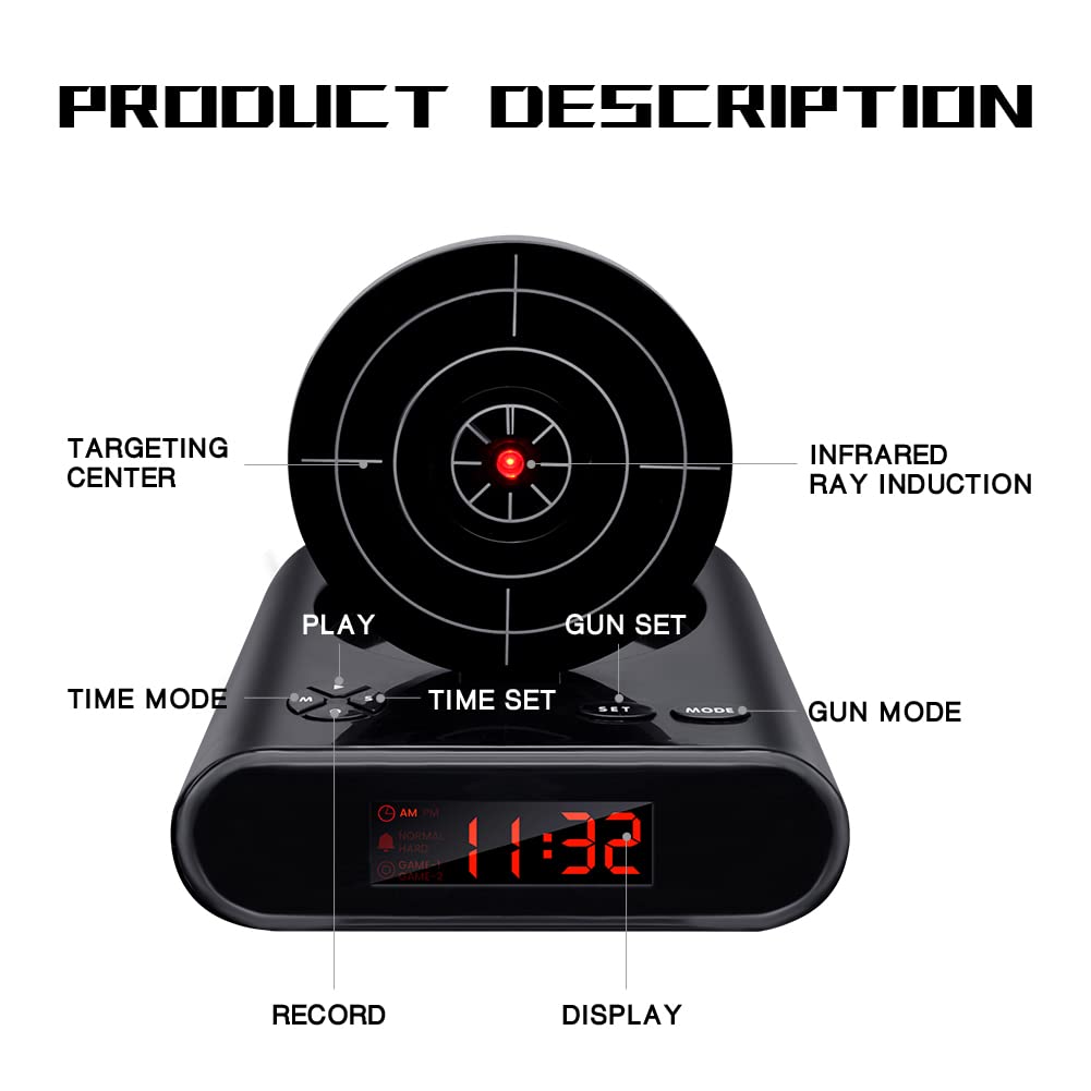 Gun Alarm Clock Lock N' load Target Alarm Clock/Creative Clock - Black