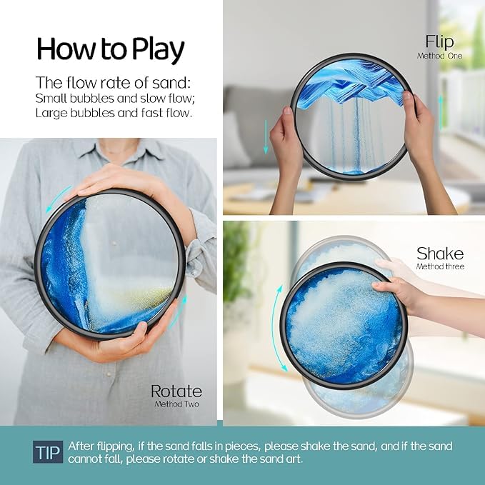 Moving Sand Art Frame Painting Relaxing Liquid Motion Decor Gift for All Occasions