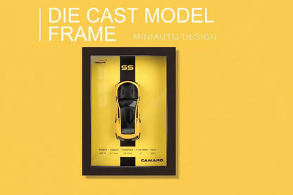 Premium 3D Car Frame Wall Art Wooden Hanging Painting Frame with Removable Die-Cast Cars, Lights & Sounds Pull-Back Action & Opening Doors Collectible Display for Car Decoration