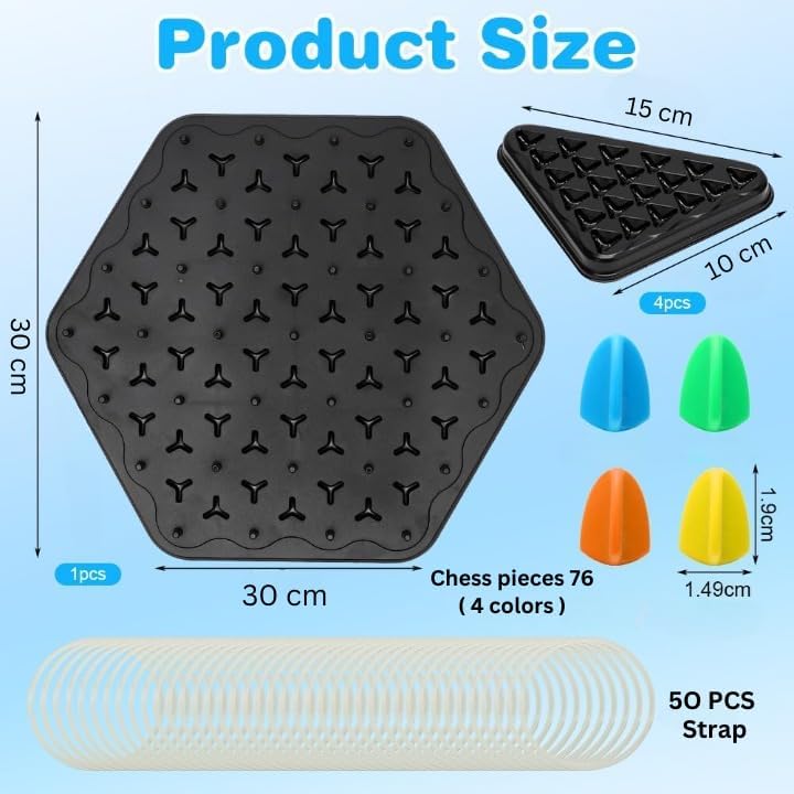 Chain Triangle Chess Game Triggle Rubber Band Game for Kids & Adults, Fun Family Board Game, Brain Teaser Puzzle, Interactive Chess Set for 2-4 Players