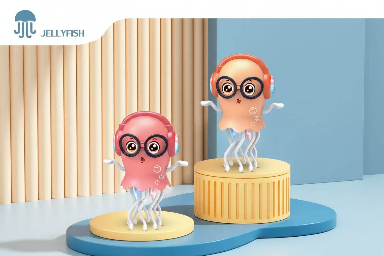 Dancing Jellyfish Toy for Kids with Music, LED Lights & 360° Bump-and-Go Action – Battery Operated