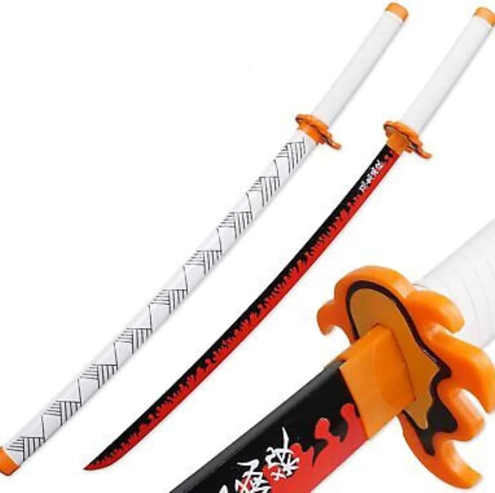 Rengoku Wooden Katana 42cm with Stand