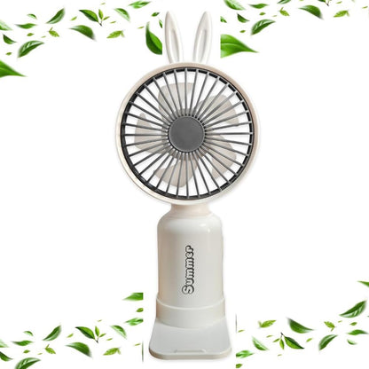Mini Portable Handheld Fan with Base come with 2 Speed Mod 7 Different Light Use For Office/Market/Travel 1hr Bettery Backup