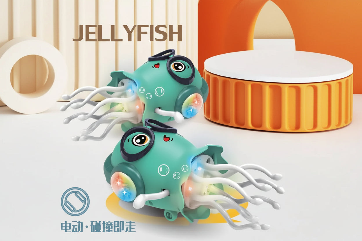 Dancing Jellyfish Toy for Kids with Music, LED Lights & 360° Bump-and-Go Action – Battery Operated