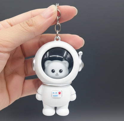 Cute Astro Bear Light-Up Backpack Keychain - White