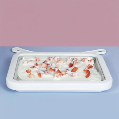 Instant Ice Cream Maker Tray with Scraper, Manual Roll Pan for Frozen Yoghurt and Desserts