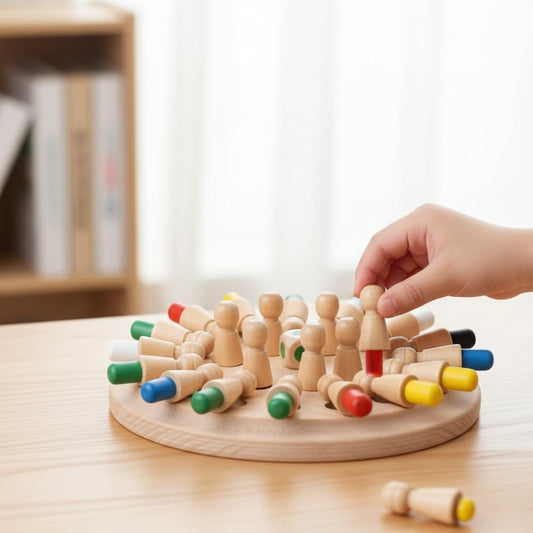 Wooden Memory Chess Game Brain-Boosting | Fun Learning Gift for Boys & Girls