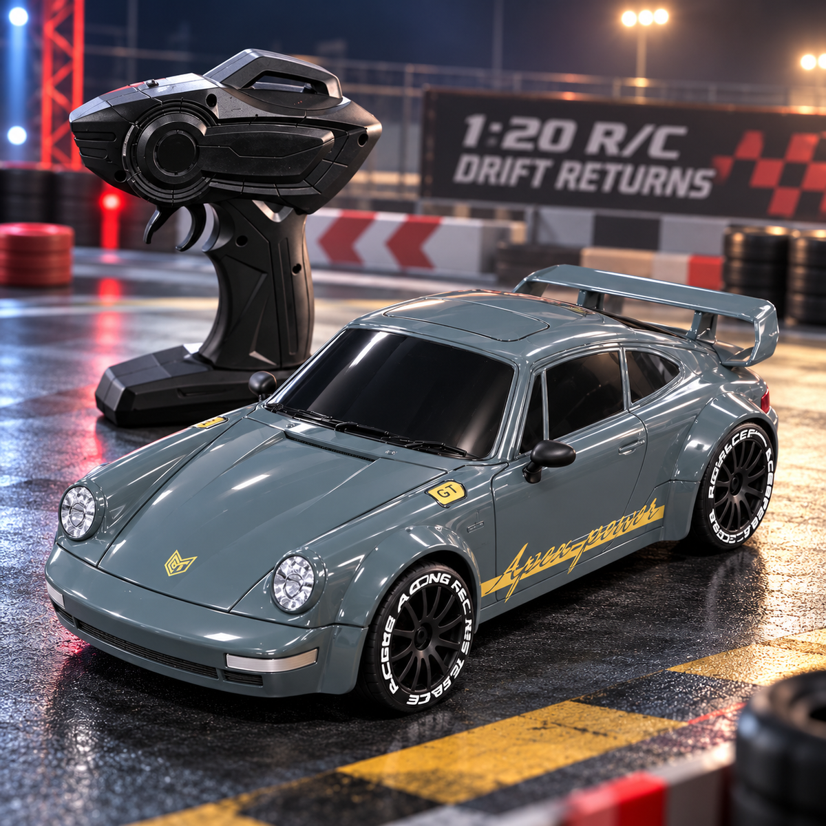 Remote Control Car RC Drift Car with LED Lights Drifting Tire Toy Cars for Adults Boys (Gray Green)