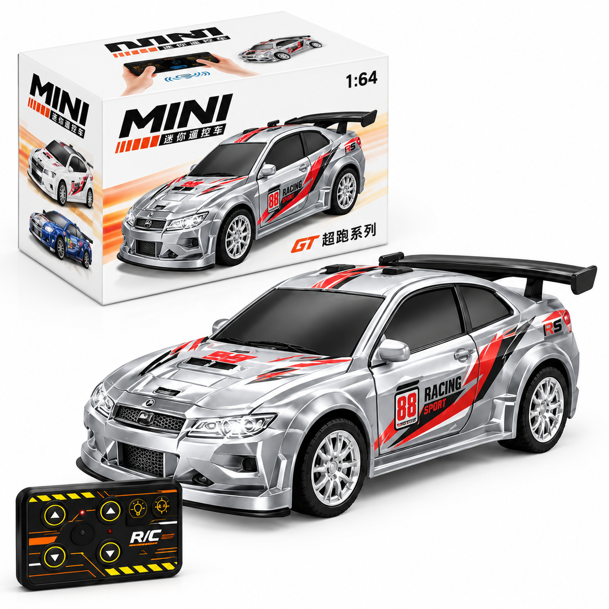 1:64 Mini RC Racing Car Toy - Silver Colour