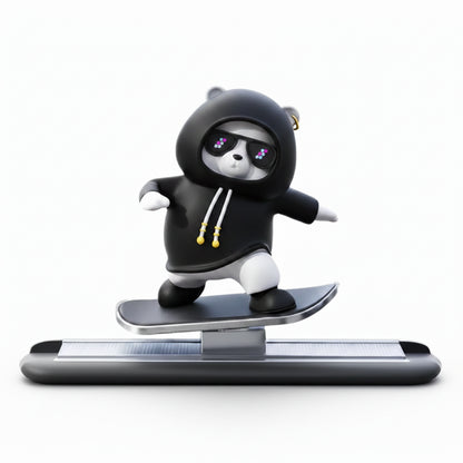 Skateboarding Cute Panda Auto Sliding Motion Decor, Cool Sliding Car Dashboard Figurines