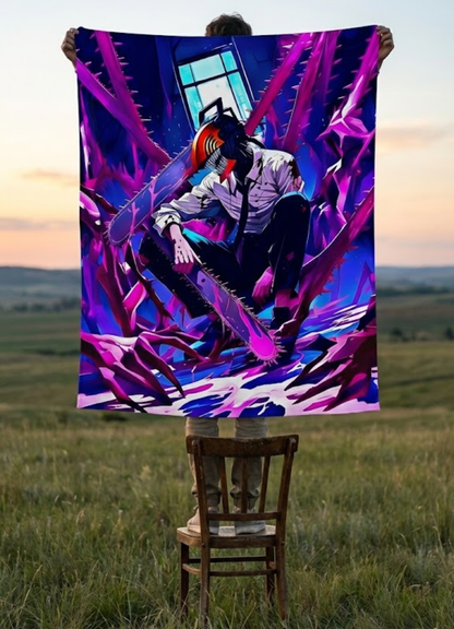 Denji Chainsaw Devil Mode – Chainsaw Man Anime Tapestry