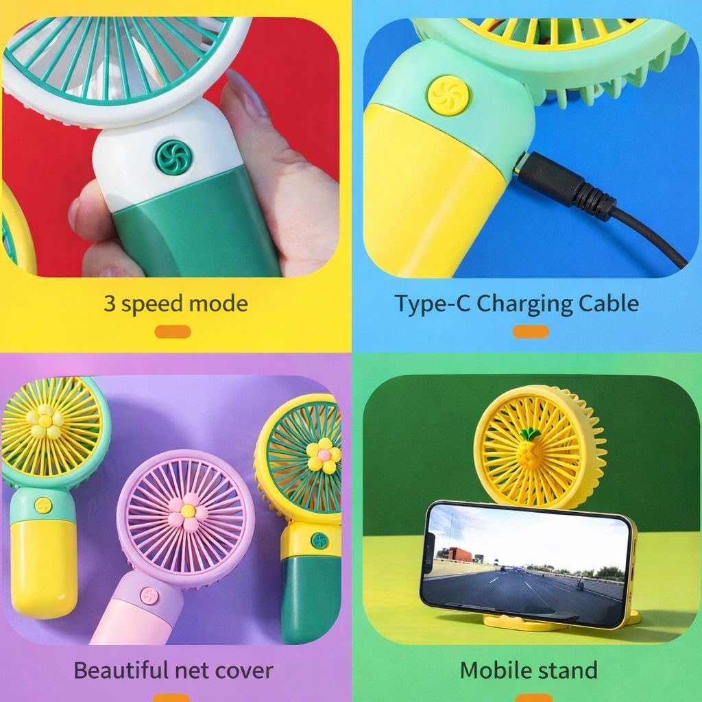 Mini Portable Fan Rechargeable Handheld & Desk Fan High Speed Motor USB Charging