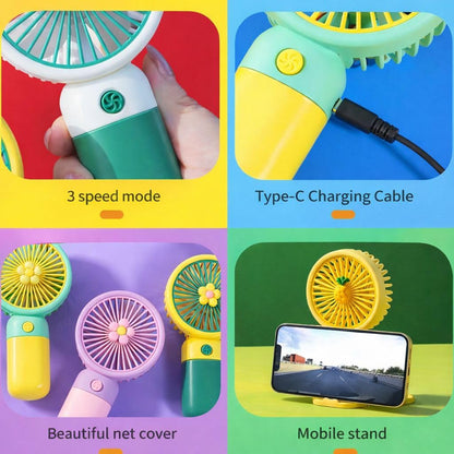 Mini Portable Fan Rechargeable Handheld & Desk Fan High Speed Motor USB Charging