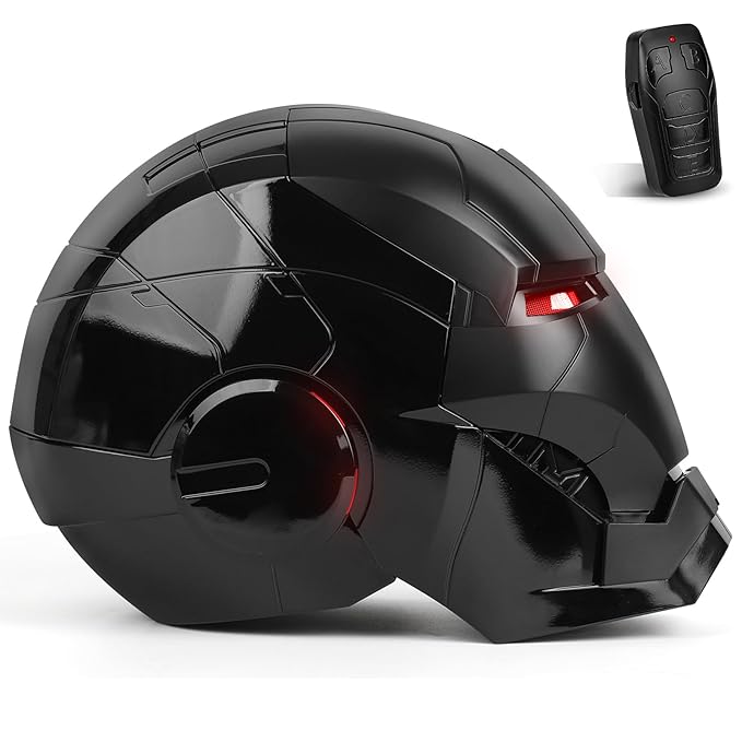 Iron Man Hero MK 5 Black Edition Helmet for Man – 1:1 Wearable Collectible with Voice, Touch & Remote Control, LED Eyes & Realistic Sound Effects