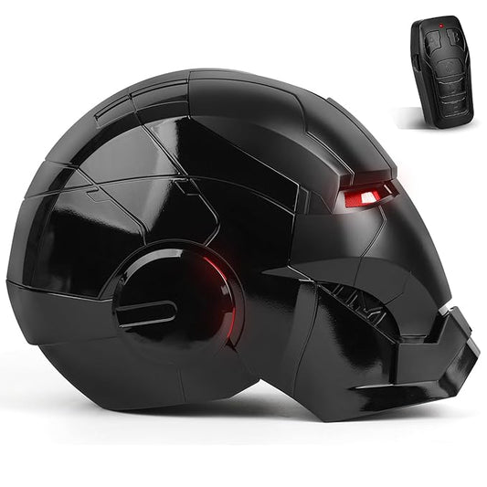 Iron Man Hero MK 5 Black Edition Helmet for Man – 1:1 Wearable Collectible with Voice, Touch & Remote Control, LED Eyes & Realistic Sound Effects