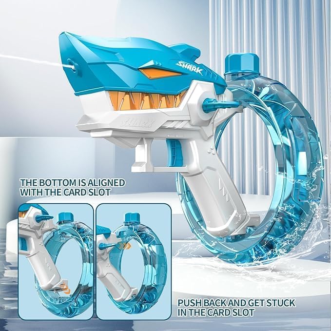 Shark Water Gun Automatic Electric Continuous Firing Water Gun Fun Outdoor Water Blaster for Boys & Girls Beach High Pressure Automatic Spray for Holi Water Play Game etc (Random Colour))
