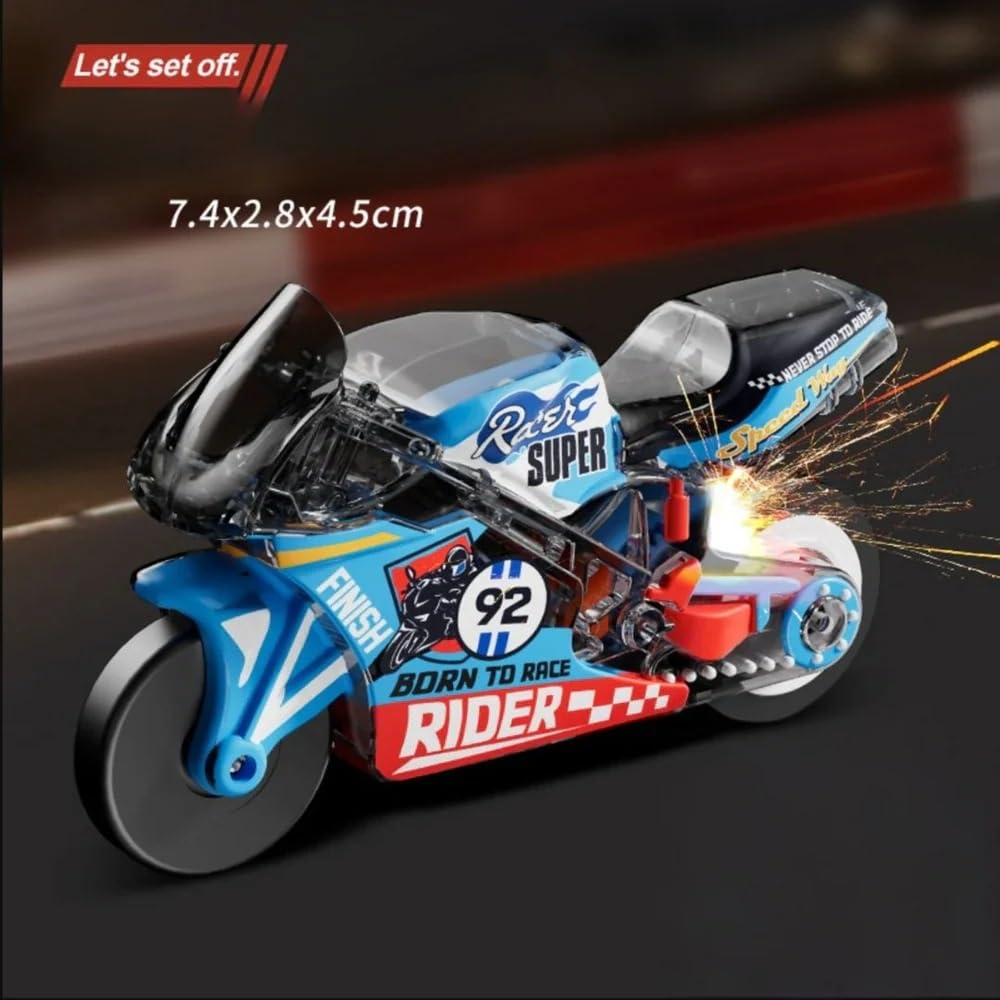 Mini Sparking Bike Toy Keychain – Pull Back, Pop Wheelies & Ignite the Fun
