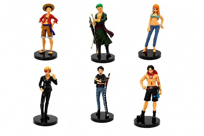 One Piece Anime Figure Set of 6 | Premium PVC Collectible Action Figures | Luffy, Zoro, Nami, Ace, Law & Sanji