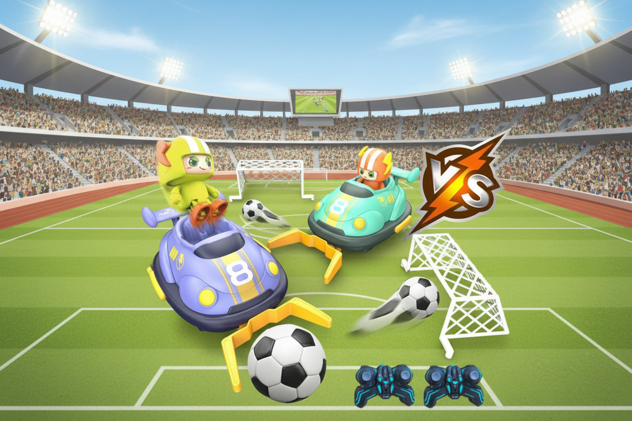 RC Bumper Soccer Car Toy Set | 2.4GHz RC Soccer Cars with Dual Controllers, Goal Nets & Football | Interactive Indoor Game | Gift for Kids Ages 6+