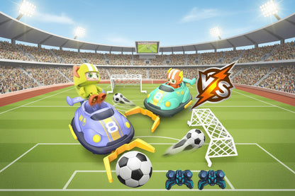 RC Bumper Soccer Car Toy Set | 2.4GHz RC Soccer Cars with Dual Controllers, Goal Nets & Football | Interactive Indoor Game | Gift for Kids Ages 6+