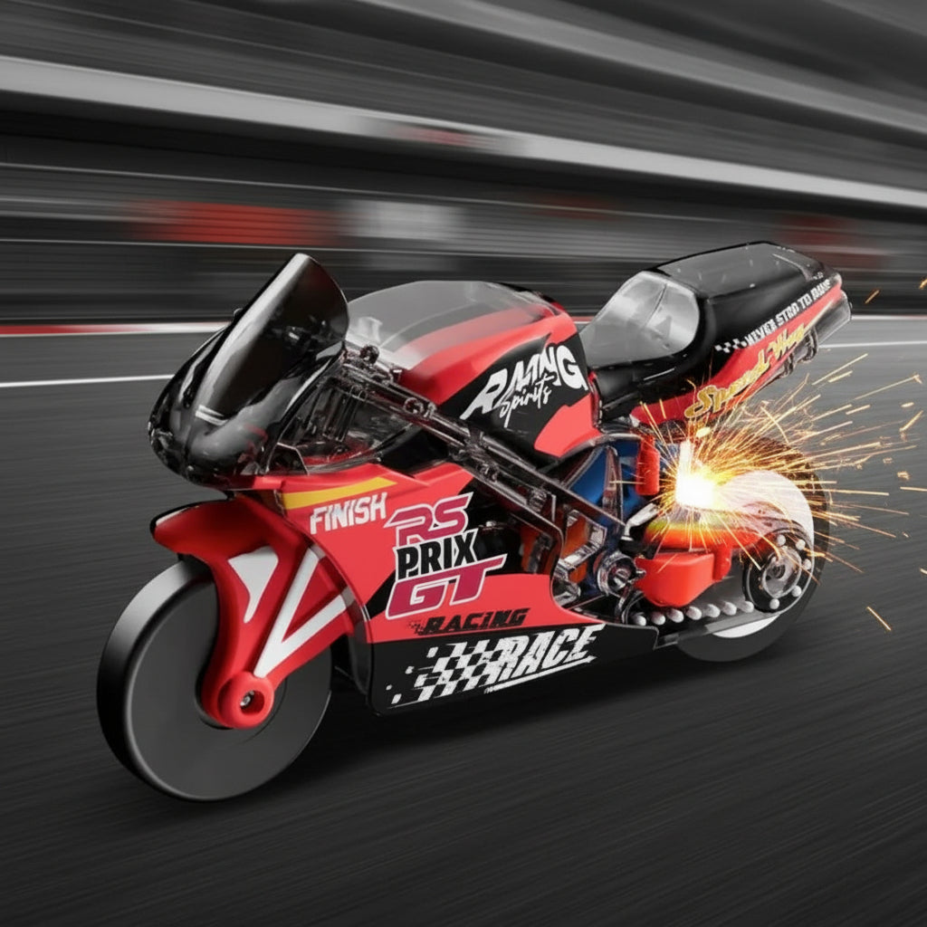 Mini Sparking Bike Toy Keychain – Pull Back, Pop Wheelies & Ignite the Fun