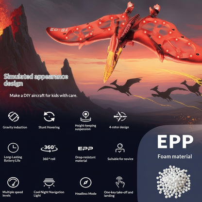 Dragon Remote Control Airplane, 2.4G EPP Foam Pterodacty with 6-Axis Gyro, Red, Stunt Roll and 360 Flip