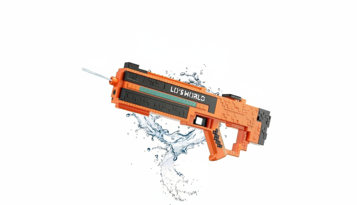 Minecraft Automatic Water Gun Absorption , 25–30 Ft Long Range Shooting, Big Size Mine Water Blaster with Bottle Expansion Summer Outdoor Toy for Kids & Adults