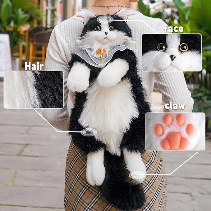 Kitty Black Furry Backpack and Shoulder Bag