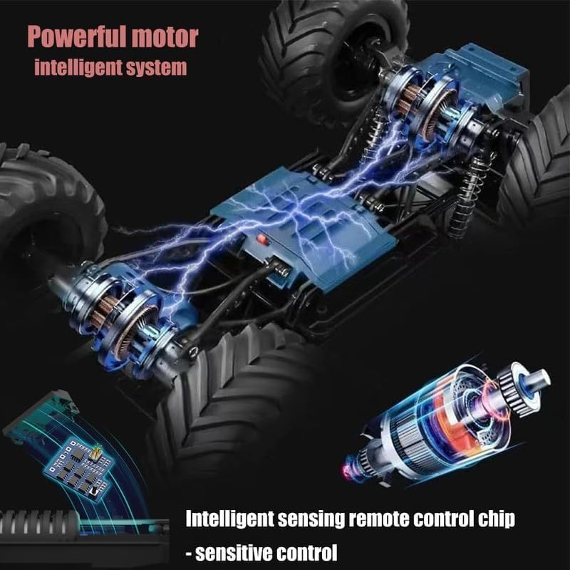 Rc Cybertruck Monster Style Truck Metal Body, 4WD High-Speed Off-Road Remote Control with 2.4GHz Controller Climbing Truck with Aluminum Shocks