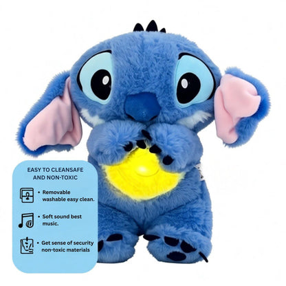 The Breathing Stitch Portable plush Soft Toy Plush, Sound Machine, Baby Gift with Music, Lights & Breathing Motion