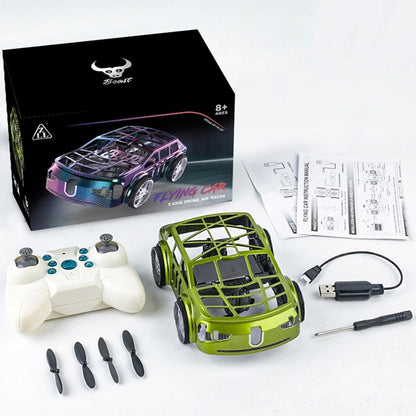 Rc Flying Mini Car, 2-in-1 Air-Ground Dual-Mode RC Flying Car with Intelligent Colorful LED Lights, 2.4GHZ Drone Air Racer