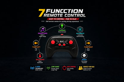 VIP Scorpion Spray RC SUV 1:18 Scale, 7 Function Remote Control with Smoke, Rechargeable Remote Control Car with LED Lights Music, USB Charging, 2.4GHz Controller, Toy Car for Kids