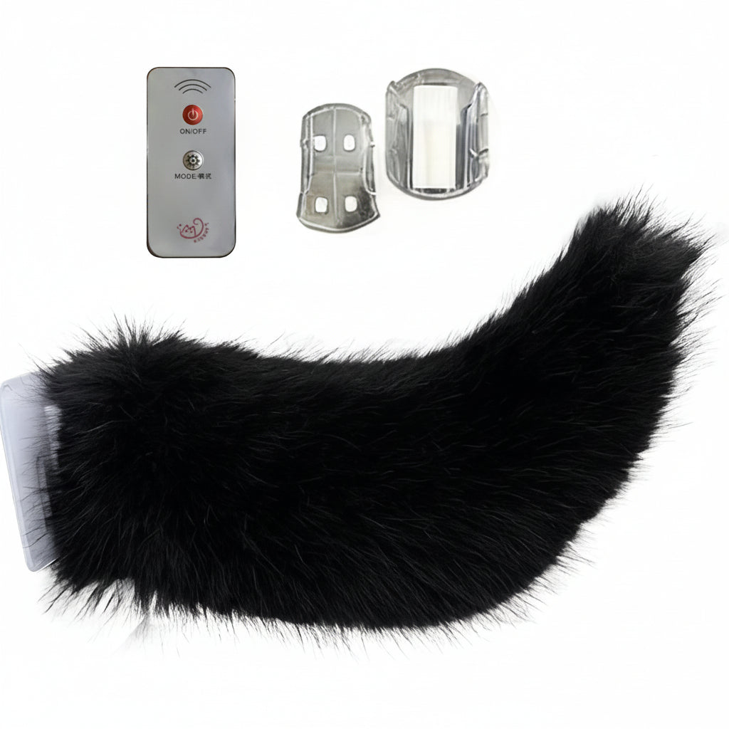 Funny Electric Furry Kitty Moving Tail Rechargeable With Remote Control Cute Funny Auto Decor Accessory