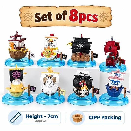One Piece Pirate Ship Mini Figure Collection Set of 8 Ages 6