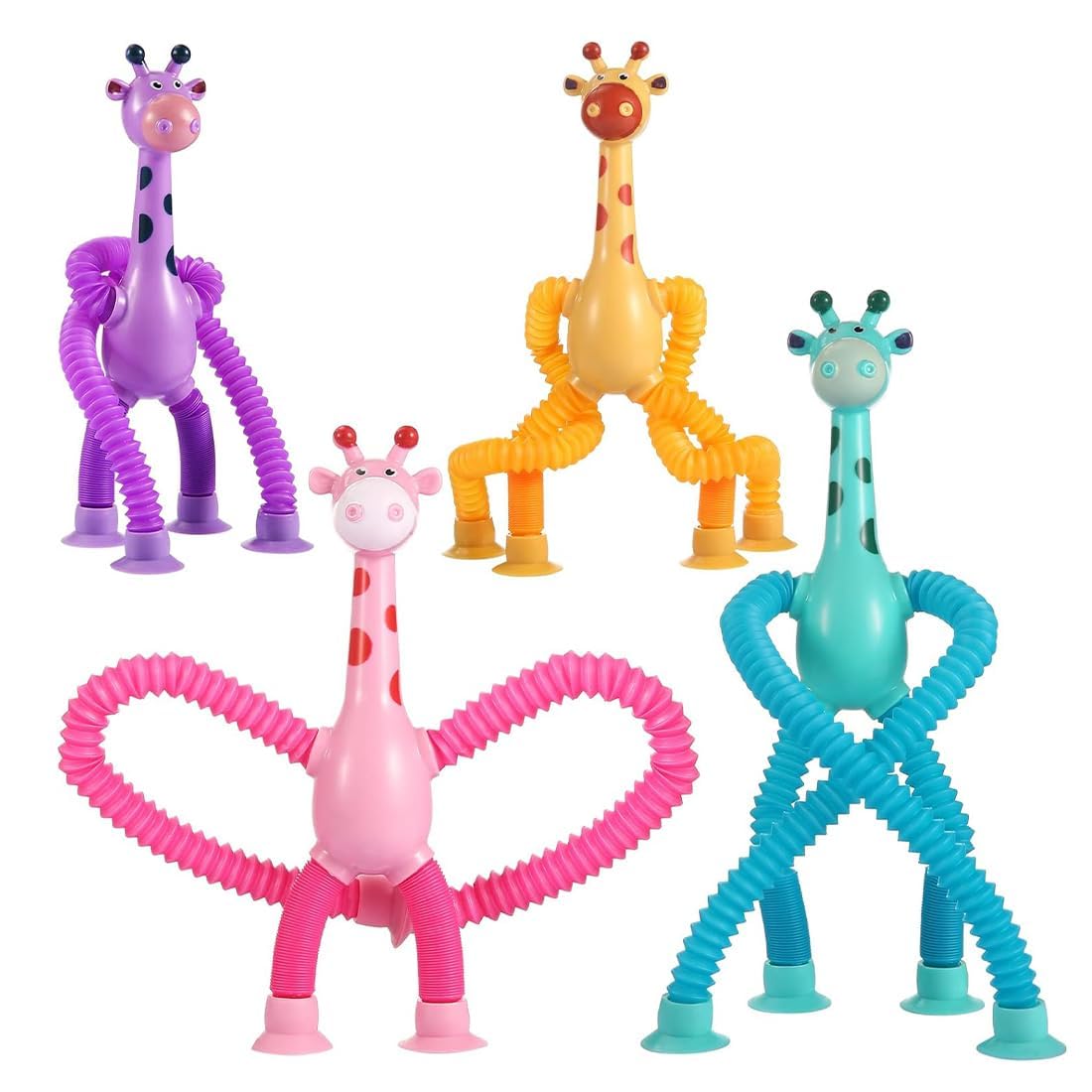 LongeePop Giraffe Telescopic Suction Cup Toy, Pop Tubes Fidget Toy for Kids