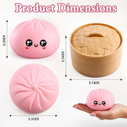 Funny Dumpling Ball with Steamer Basket for Playing Birthday Gifts Halloween Project Cute Dumpling Bun Squeeze Toy Multicolor (Limited Edition)