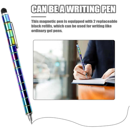 MagMorfex Multi-Color Magnetic Toy Pen, Deformable Fidget Pen with Steel magnetic Balls, Creative DIY Building Stress Relief Ballpoint Pen & Touchscreen Stylus, Cool Tech Gadget Gift for Boys & Girls