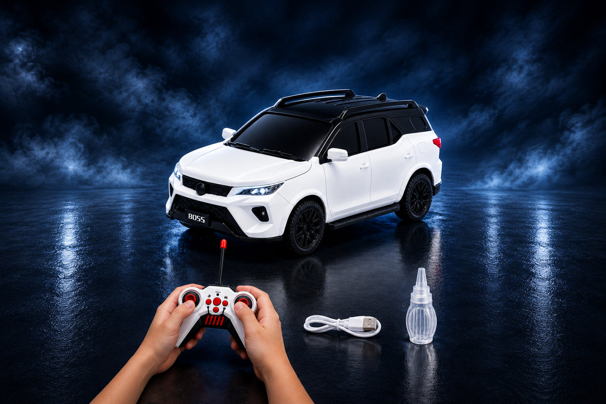 SUV RC VIP Legender with Smoke 1:18 Scale, Rechargeable Remote Control Car with LED Lights Music, USB Charging, 2.4GHz Controller, Toy Car for Kids