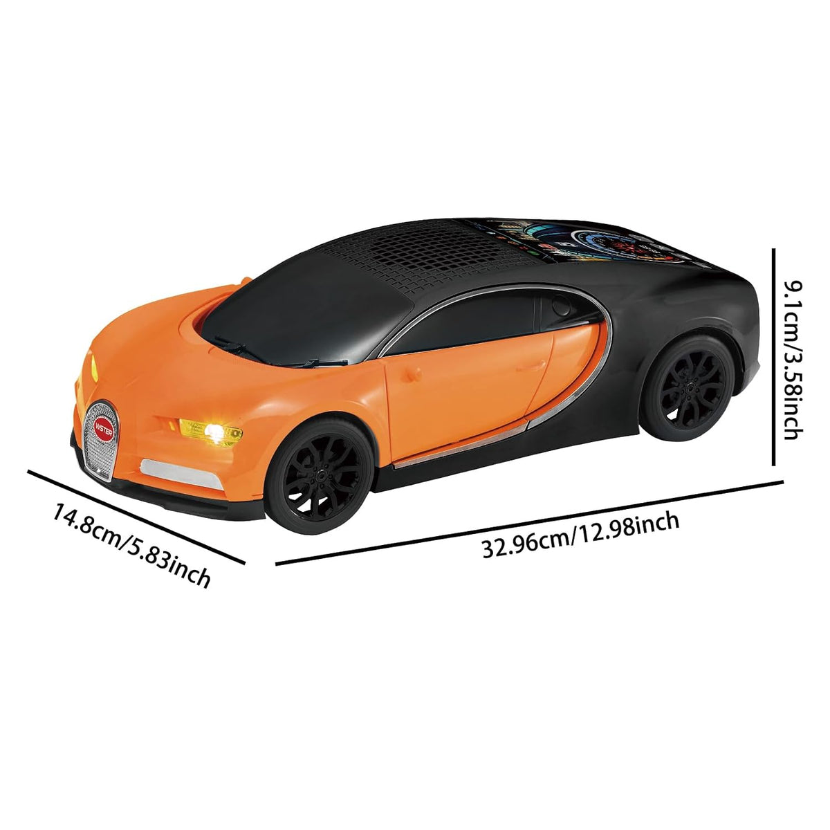 Bugatti Chiron Wster WS-660 Wireless Bluetooth Speaker 15 Watts| With LED Party Light, TWS Pairing, FM Radio, USB, TF Card, Portable Speaker