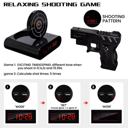 Gun Alarm Clock Lock N' load Target Alarm Clock/Creative Clock - Black