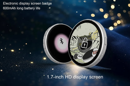 Digital Smart Badge Touchscreen Customizable Display with Photo/GIF/Video,Rechargeable Battery Easy Clip Design Redefine Dynamic Brooch Ultra-thin 10mm 1.85-inch HD Screen