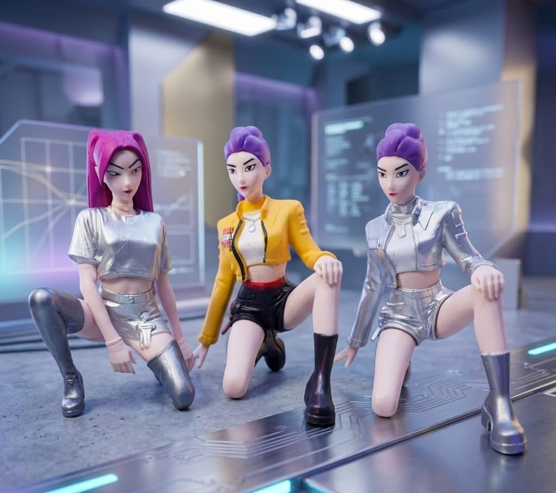 K-Pop Demon Hunter Korean Pop Star Girl Group Dolls Sitting Set of 6pcs
