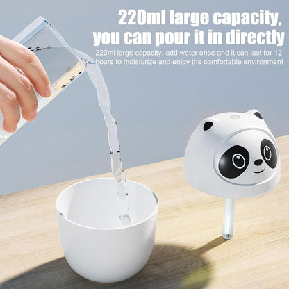 Mini Panda Cool Mist Humidifier Portable Desk Diffuser 2 Mist Spray Modes Humidifier with LED Night Light