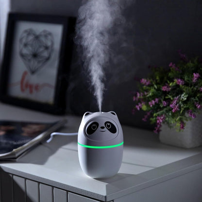 Mini Panda Cool Mist Humidifier Portable Desk Diffuser 2 Mist Spray Modes Humidifier with LED Night Light