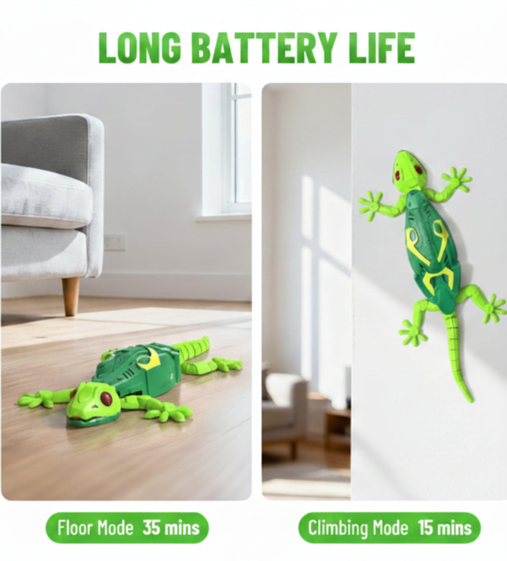 RC Gecko Crawling Lizard along Walls and Ceilings with Luminous LED Eyes, Remote Control, Realistic Movements 4+ years